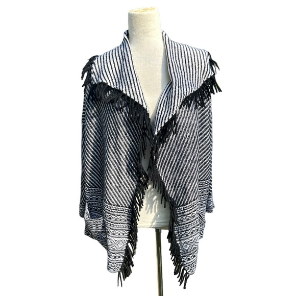 Joie Jocope Open Front Jacquard Cardigan Size Medium - Picture 2 of 9
